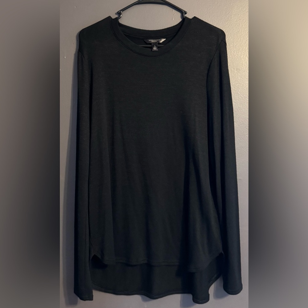 Banana republican sheer black long sleeve top